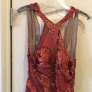 Red Dress With Silver Sequins